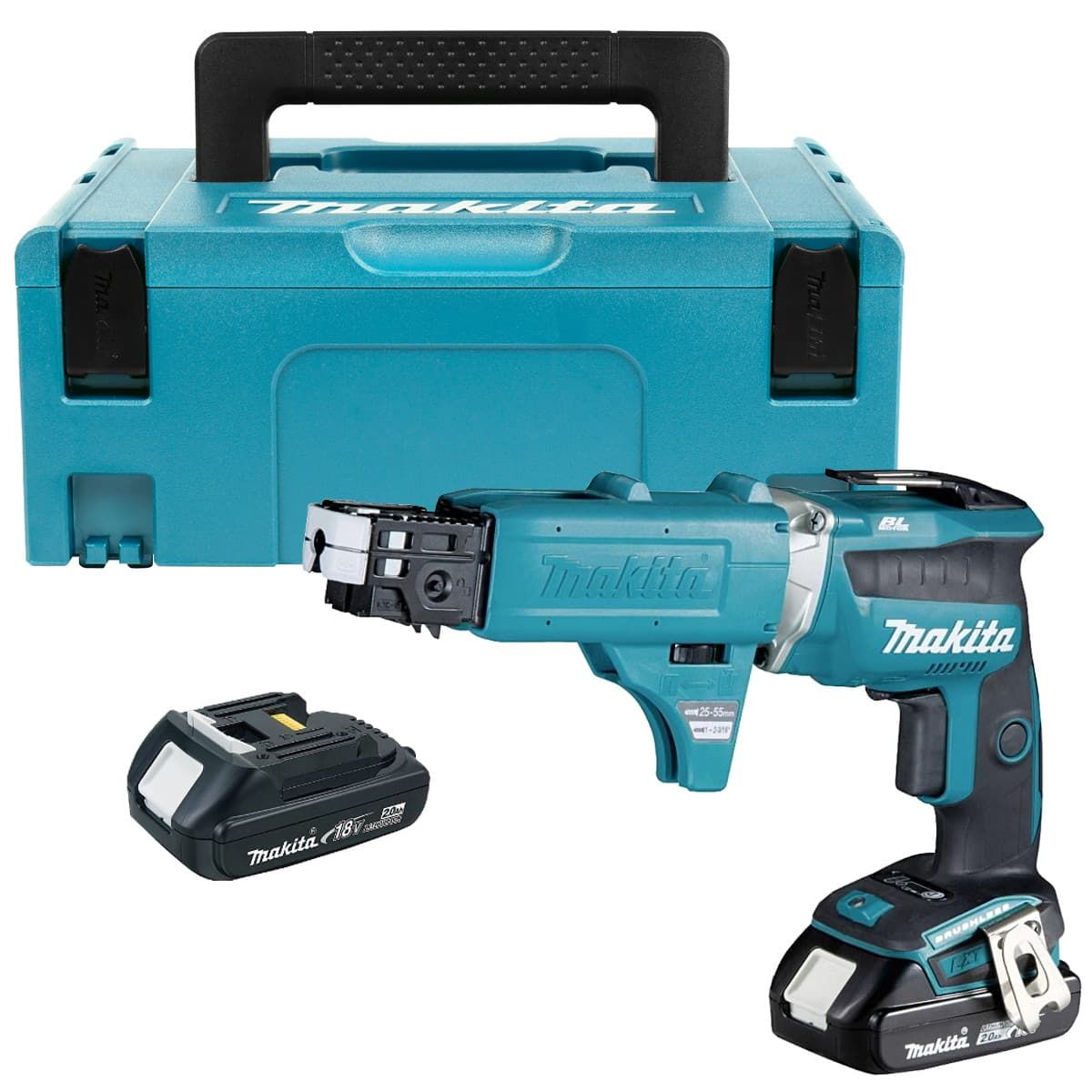 Makita DFS452AJX2 accu gips- en bandschroefmachine 18V 2,0Ah + Mbox