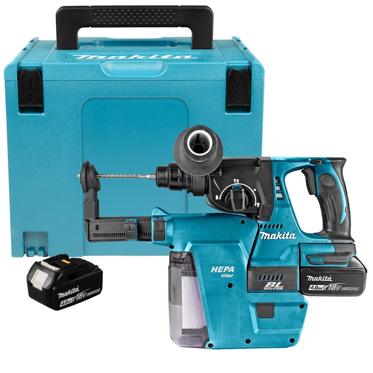 Makita DHR242RMJV accu combihamer 2,0J 18V 4,0Ah + stofafzuiging en Mbox