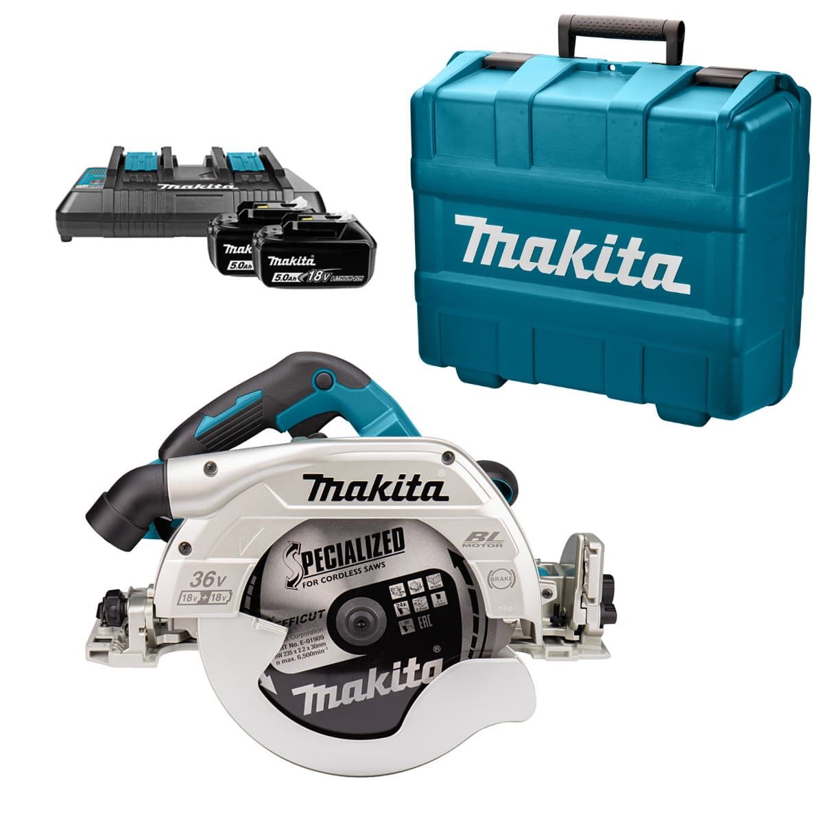 Makita DHS900PT2 accu cirkelzaag 235 mm 36V 5,0Ah + koffer