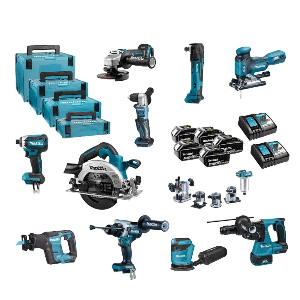 Makita DLX1108TJ1 combiset 11-delig - 18V 5,0Ah + Mbox koffers