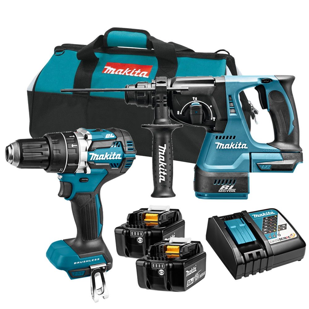 Makita DLX2204TX3 set accuklopboor en combihamer - 18V 5,0Ah + tas