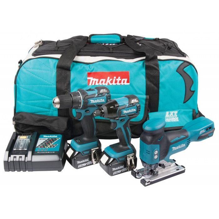 Makita DLX3034T combiset met accuboormachine, slagschroevendraaier en decoupeerzaag