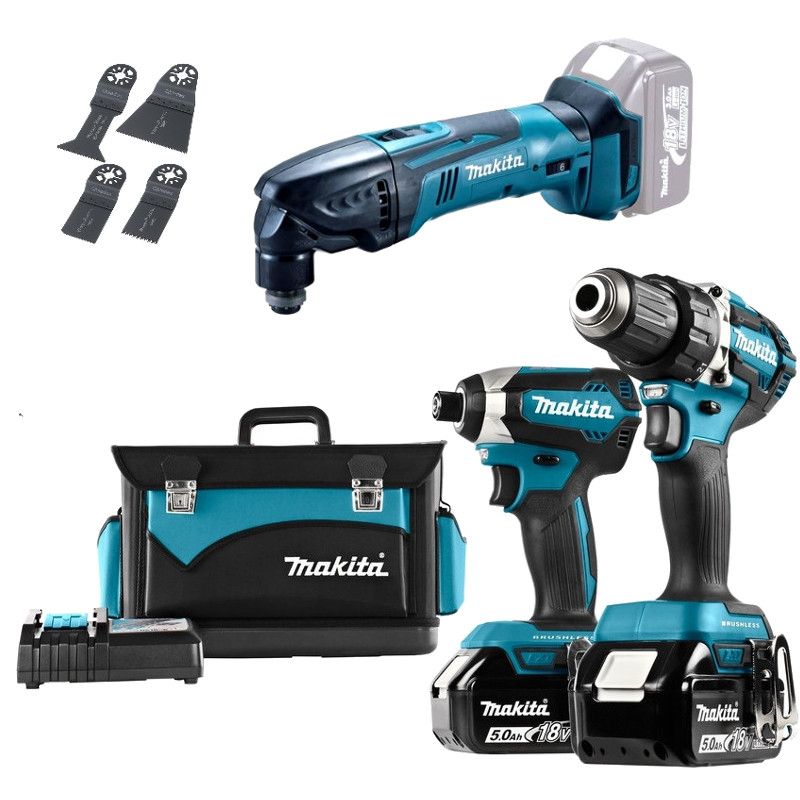 Makita DLX3091 combiset 3-delig - 2x 18V 5,0Ah + koffer