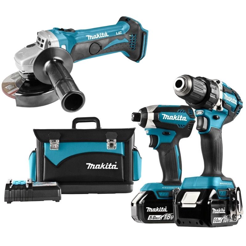 Makita DLX3093 combiset 3-delig - 2x 18V 5,0Ah + koffer