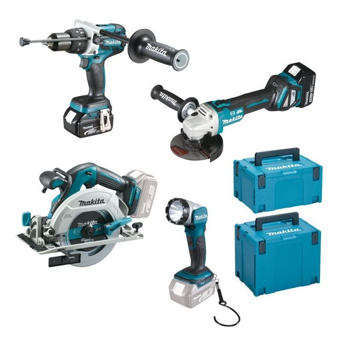 Makita DLX4106TJ combiset 4-delig - 18V 5,0Ah + 2x Mbox koffer