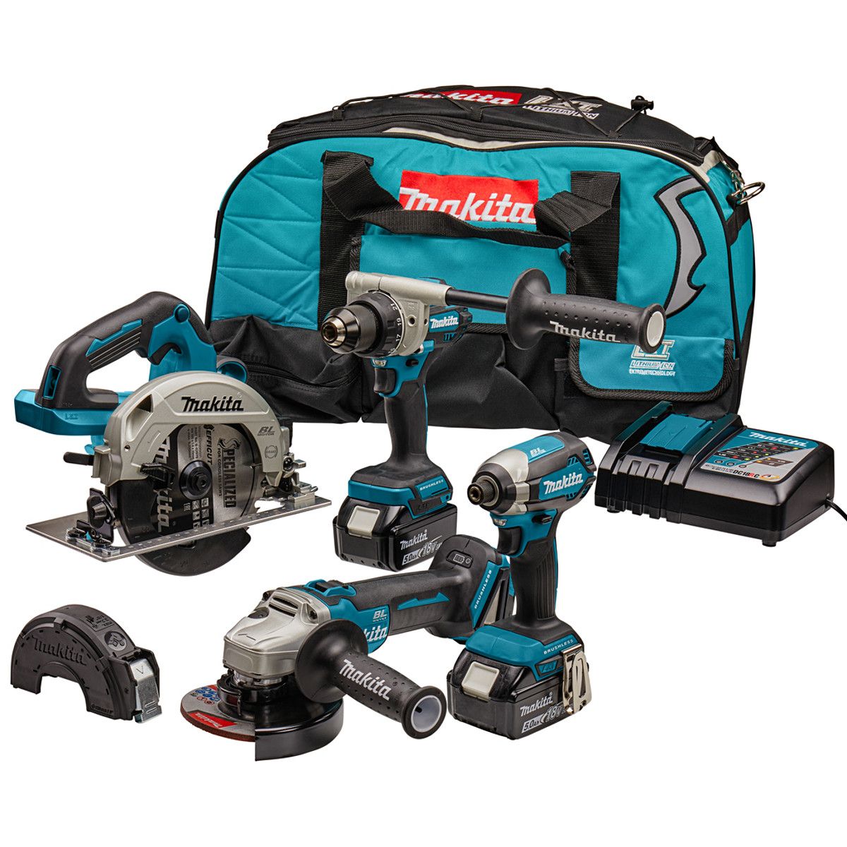 Makita DLX4156TX1 combiset 4-delig - 18V 5,0Ah + tas