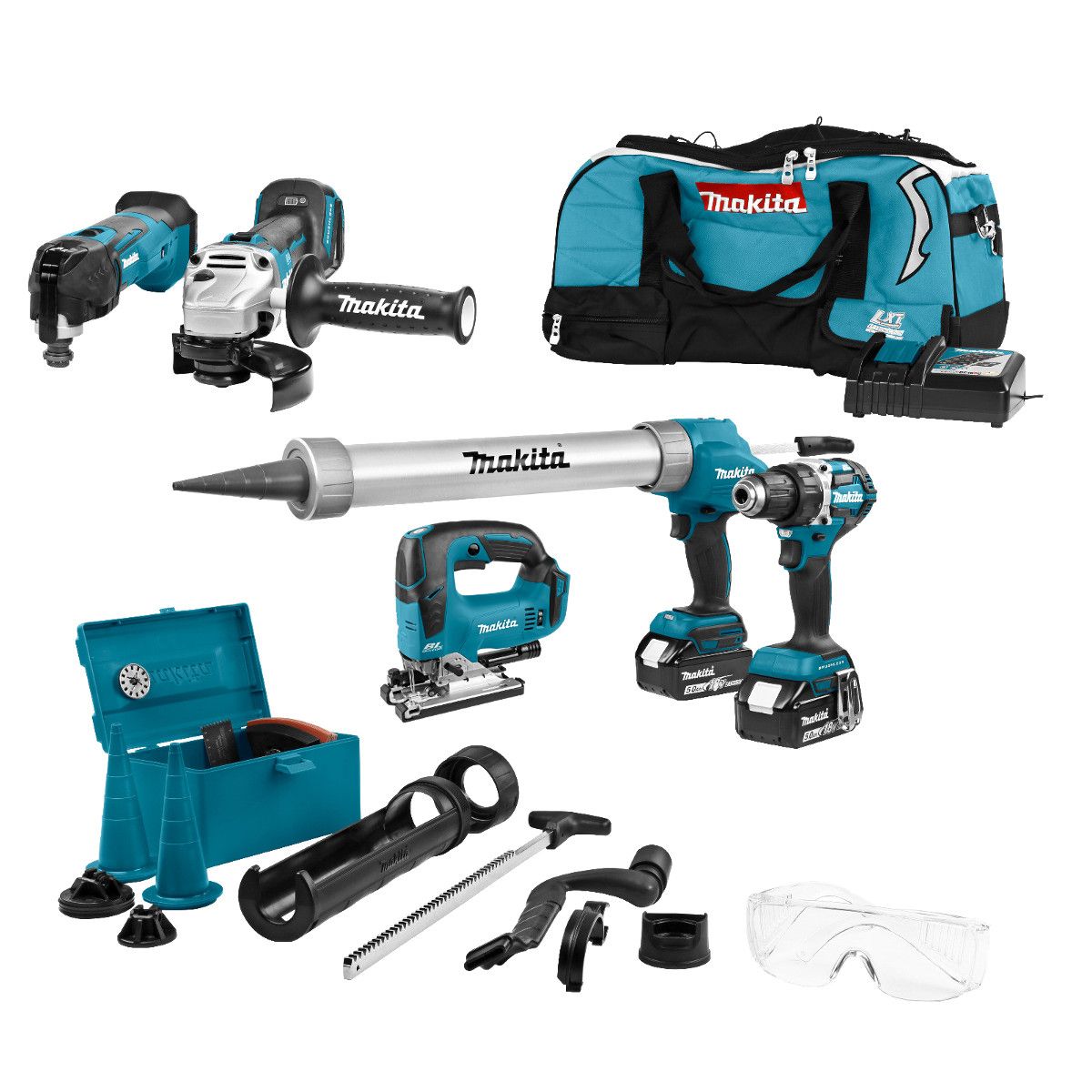 Makita DLX5040TX1 combiset 5-delig - 18V 5,0Ah + tas