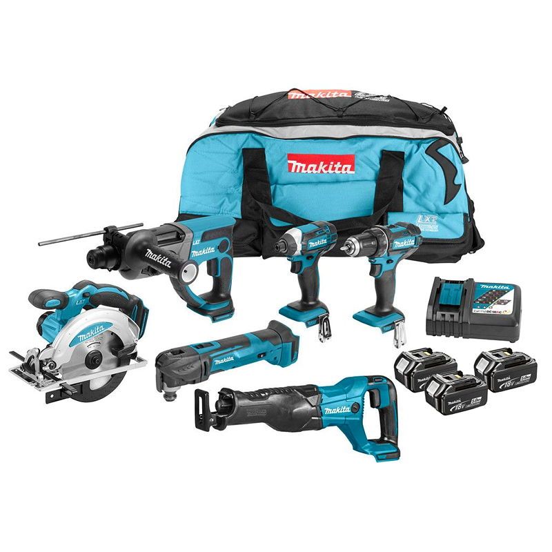 Makita DLX6038T combiset 6-delig - 18V 5,0Ah + tas