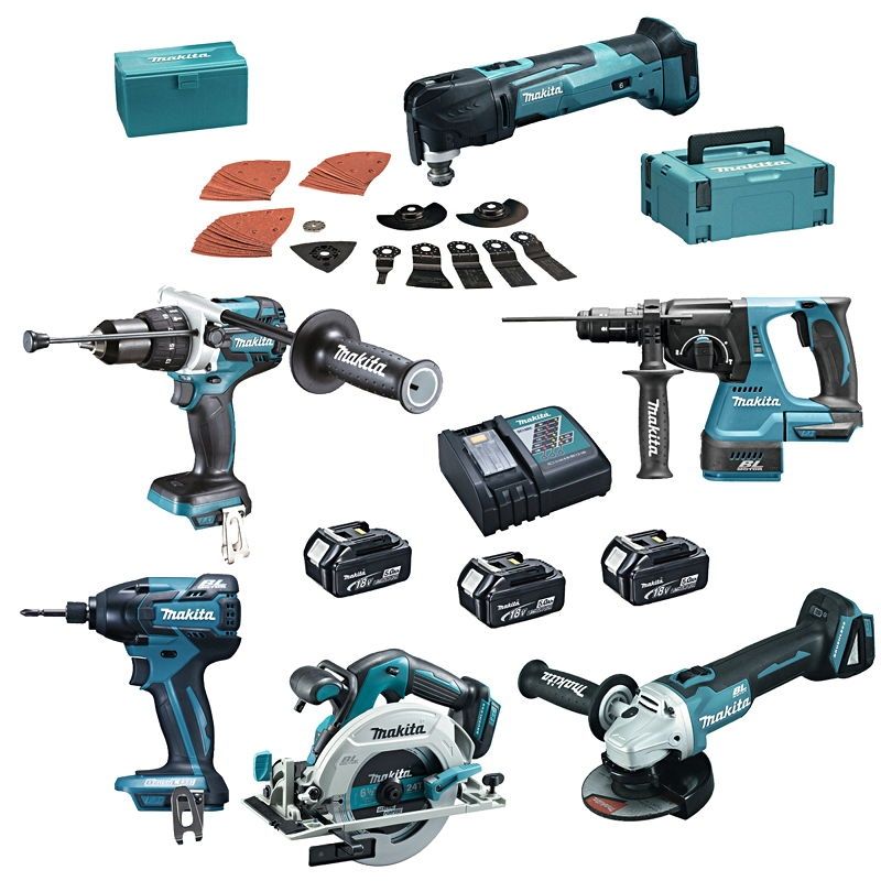 Makita DLX6066TJX1 combiset 6-delig - 18V 5,0Ah + Mbox koffers