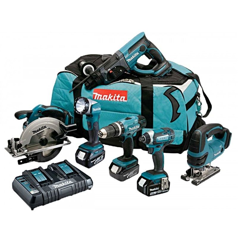 Makita DLX6068PT combiset 6-delig - 18V 5,0Ah + tas