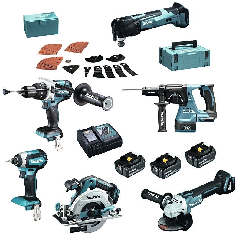 Makita DLX6078TJ1 combiset 6-delig - 18V 5,0Ah + Mbox koffers