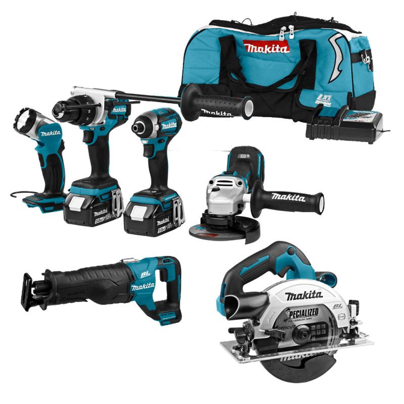 Makita DLX6088T combiset 6-delig - 18V 5,0Ah + tas