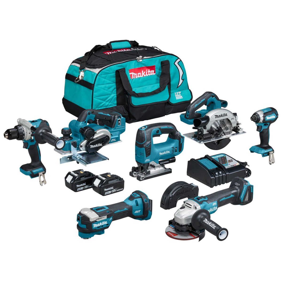 Makita DLX7019TX1 combiset 7-delig - 18V 5,0Ah + tas