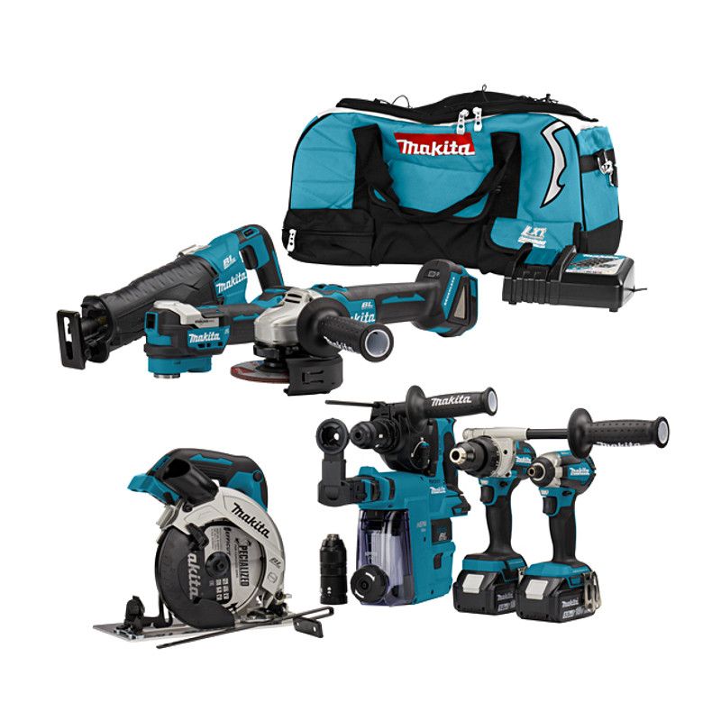 Makita DLX7020TX1 combiset 7-delig - 18V 5,0Ah + tas