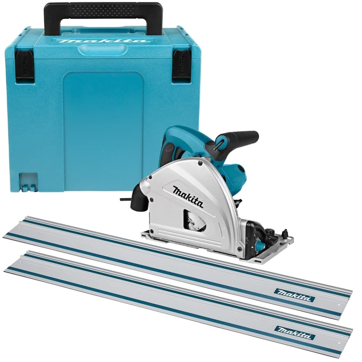 Makita SP6000J2X invalzaag 165 mm 1300W + 2x geleiderail en Mbox